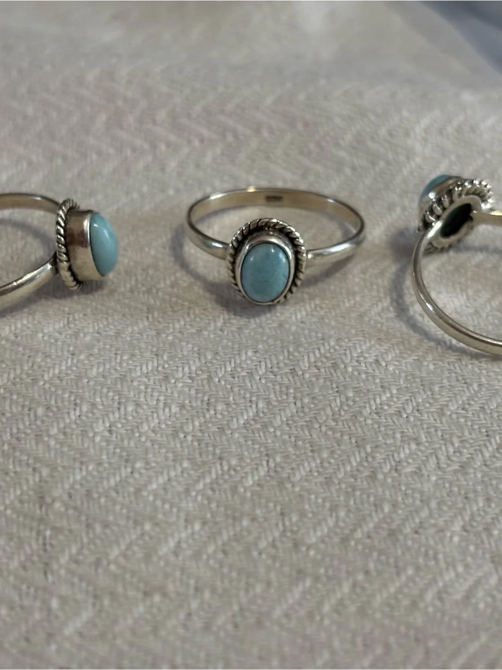 Firm price Sterling Silver Oval Natural Gemstone Ring - size 7. I have 3
